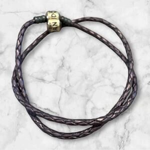 Pandora Purple Braided Leather Wrap – 15.5″ Double Wrap Bracelet or Choker